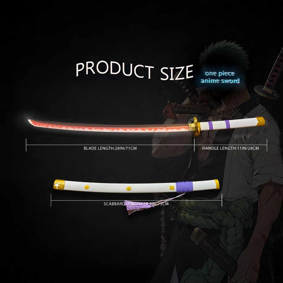 2.0 Upgraded Light Up One Piece Yama Enma White Sword - 40 inches Plastic Anime cosplay prop with Belt & Stand