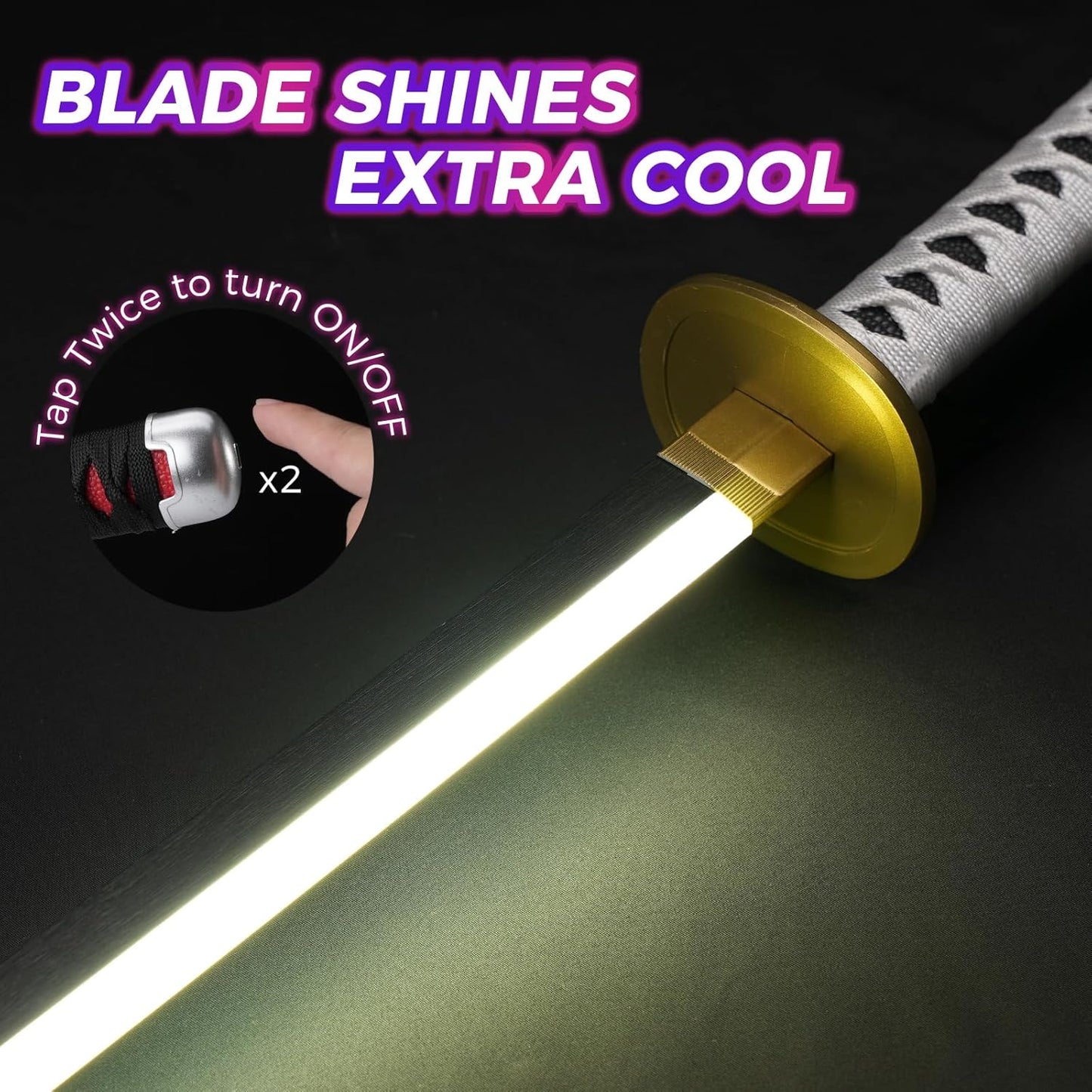 2.0 Upgraded Light Up One Piece wado Ichimonji Sword - 40 inches Plastic Anime cosplay prop with Belt & Stand