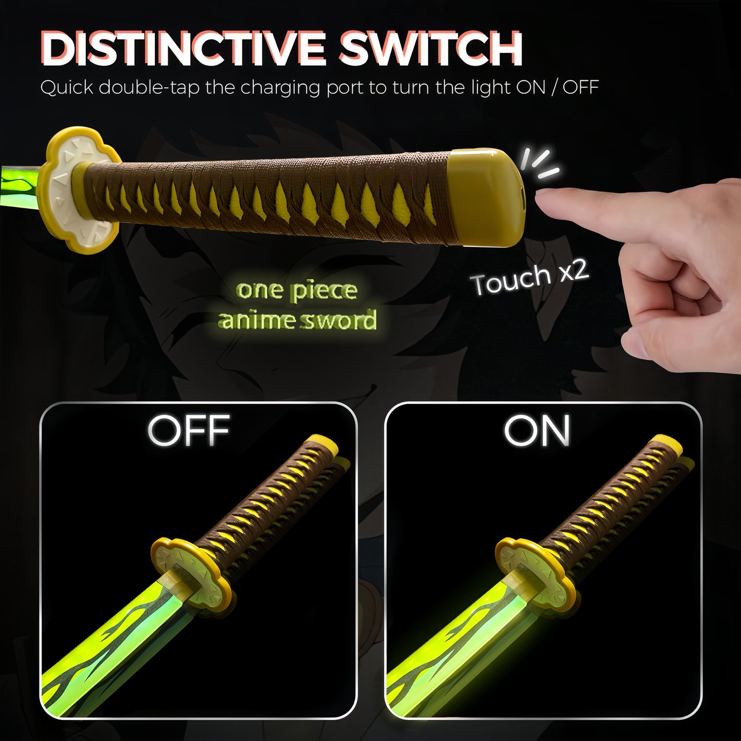 2.0 Upgraded Light Up Demon Slayer Inadama Kaigaku Sword - 40 inches Plastic Anime cosplay prop with Belt & Stand