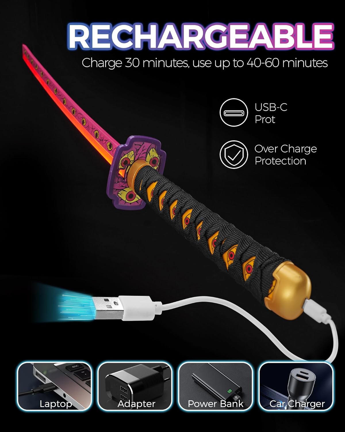Light up Kokushibou Demon Slayer Sword