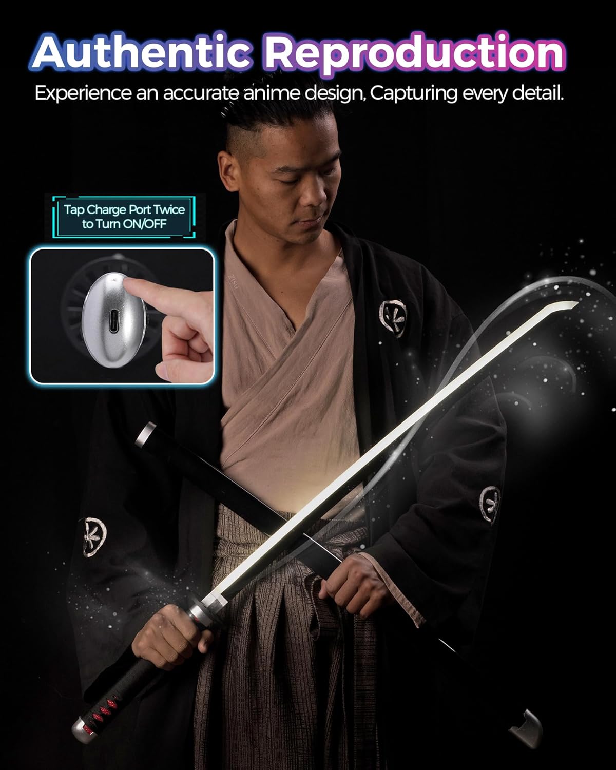 Light up Black Tanjiro Demon Slayer Sword