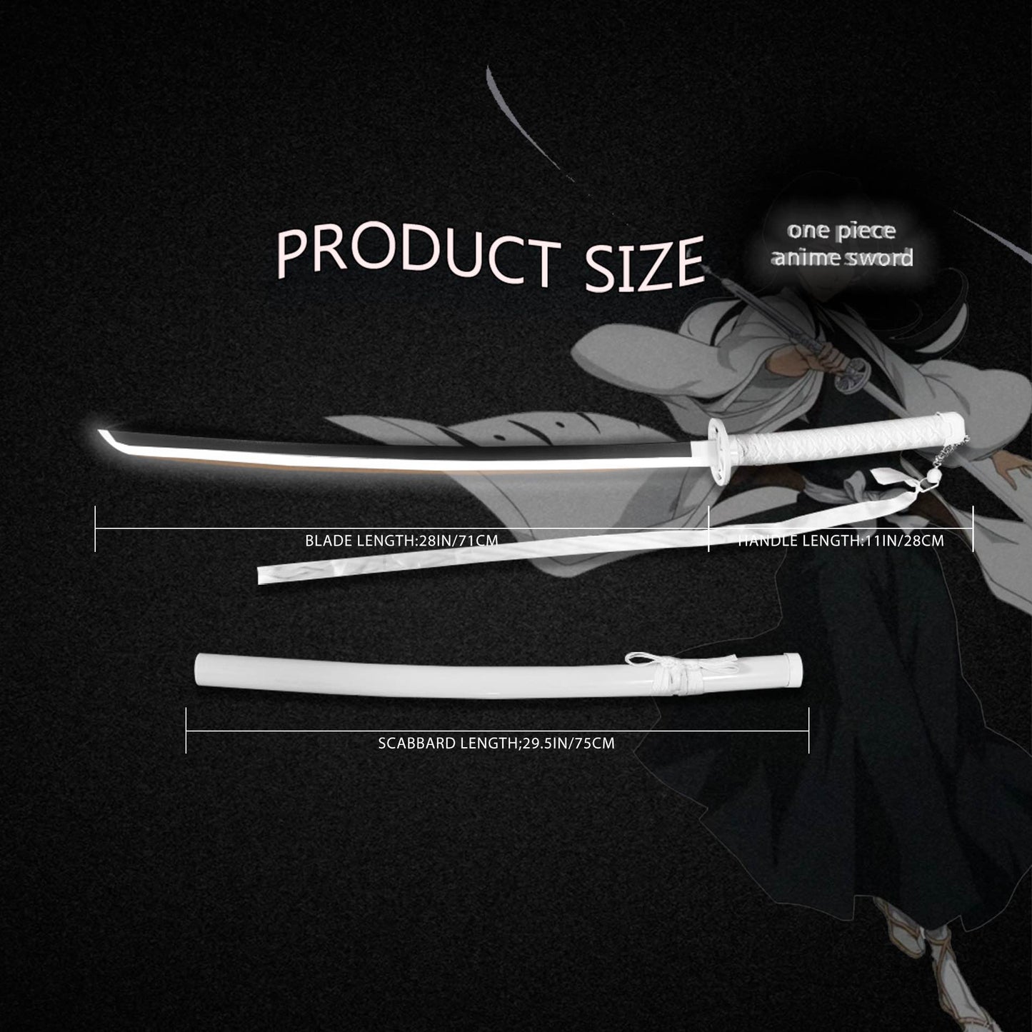 2.0 Light Up Bleach Anime Sode no Shirayuki Sword - 40 inches Plastic Anime cosplay prop With Sageo