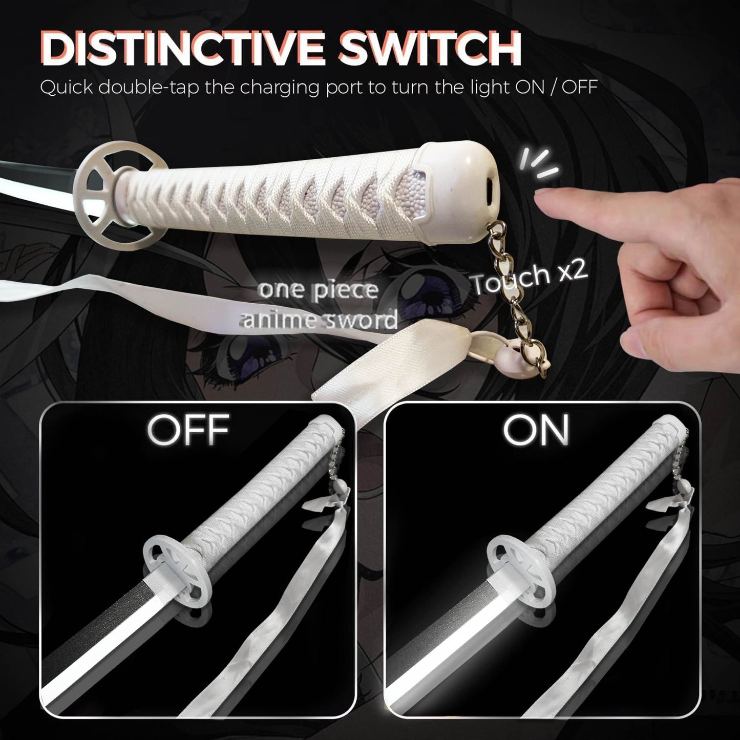 2.0 Light Up Bleach Anime Sode no Shirayuki Sword - 40 inches Plastic Anime cosplay prop With Sageo