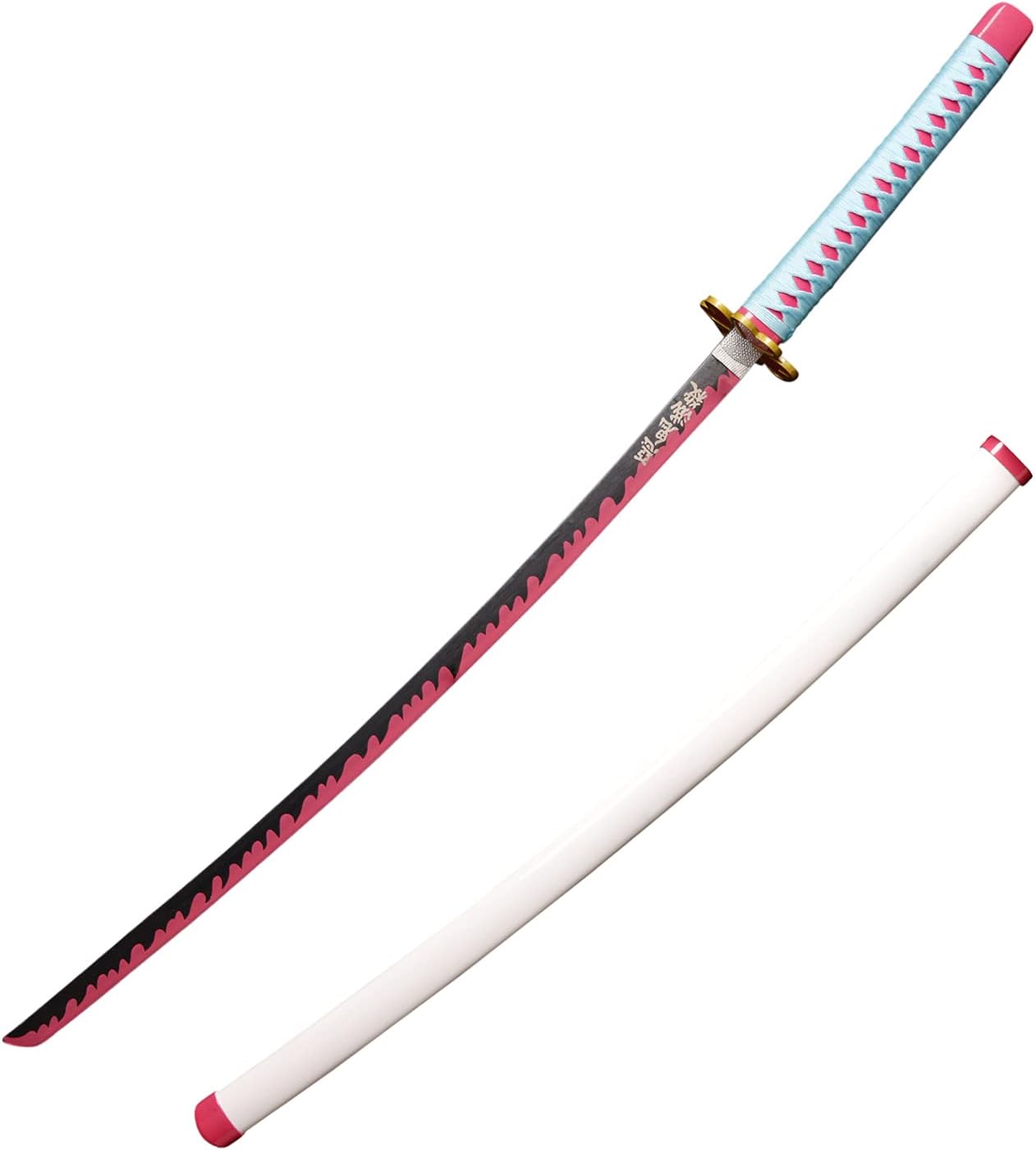 Demon Slayer Mitsuri Kanroji Sword 41 Inc No Sharp Carbon Steel Cosplay Porp Katana With a Stand - Perfect for Fans of the Anime