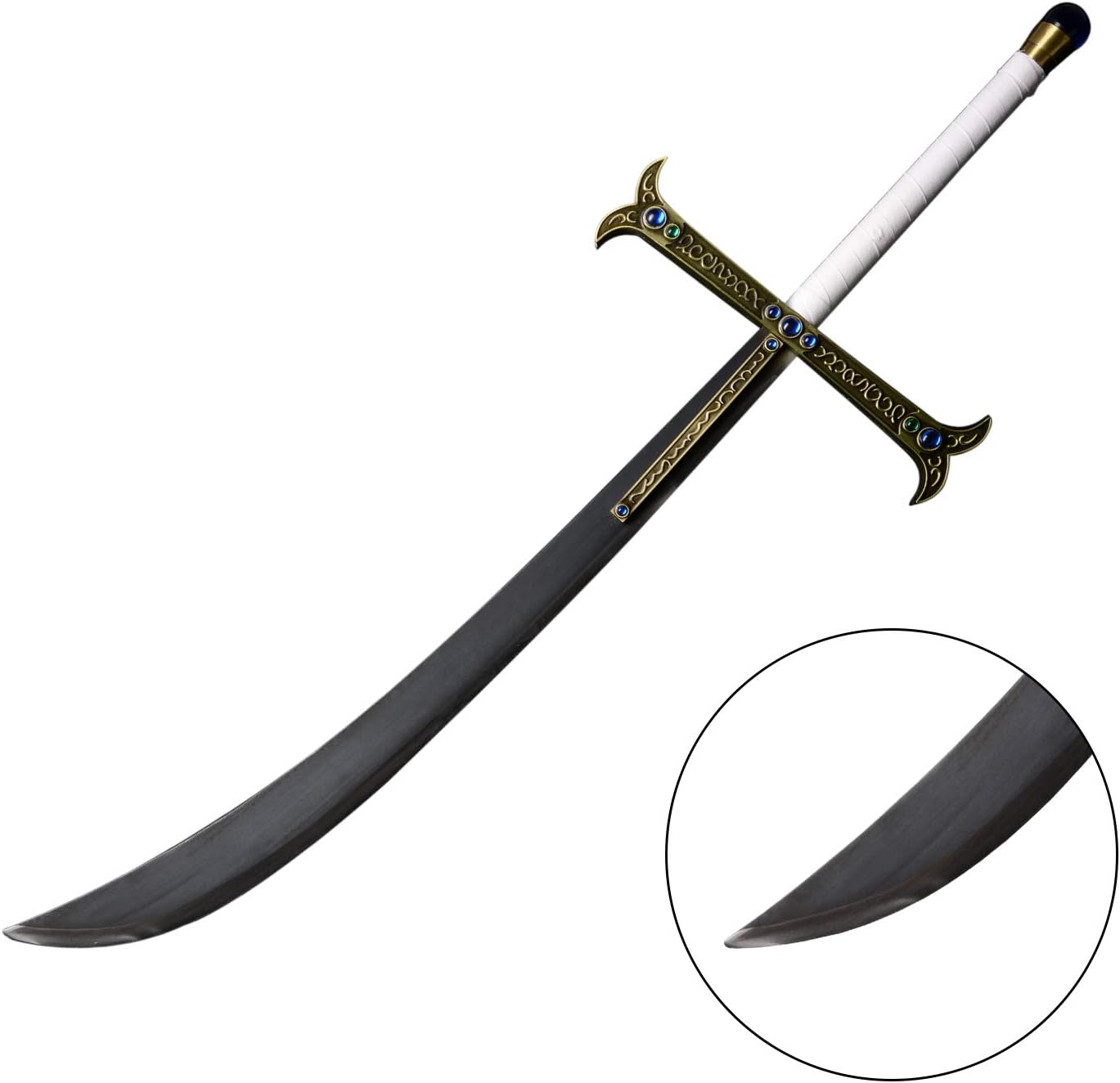 One Piece Sword Hawk-Eye Dracule Mihawk Sword - With Shoulder Strap 47.24 Inc No Sharp Made Of Steel - Cosplay Prop Anime Sword