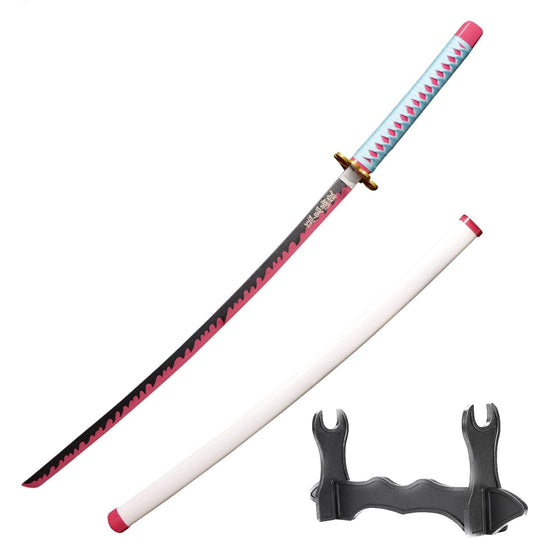 Demon Slayer Mitsuri Kanroji Sword 41 Inc No Sharp Carbon Steel Cosplay Porp Katana With a Stand - Perfect for Fans of the Anime