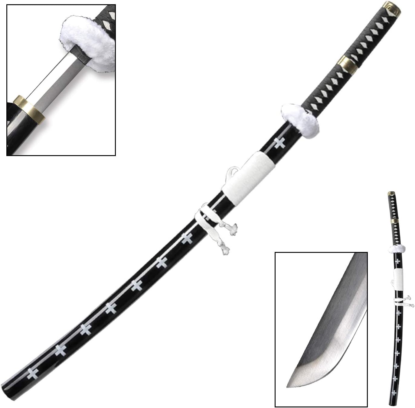 One Piece Trafalgar D. Water Law Sword - 40 Inc No Sharp Carbon Steel Cosplay Porp Katana With a Stand - Perfect for Fans of the Anime