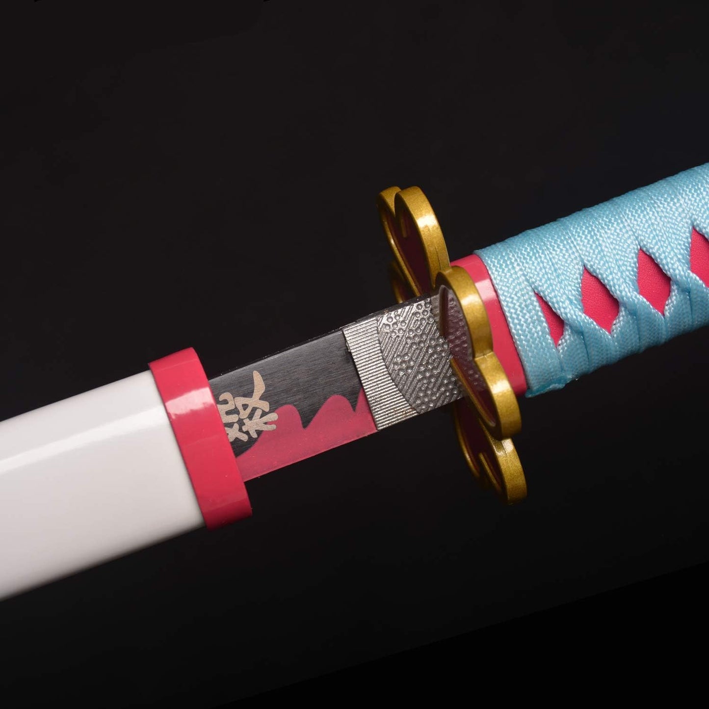 Demon Slayer Mitsuri Kanroji Sword 41 Inc No Sharp Carbon Steel Cosplay Porp Katana With a Stand - Perfect for Fans of the Anime