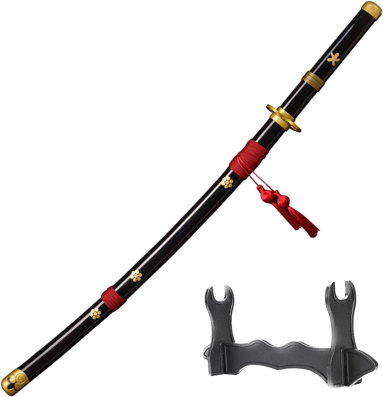 One Piece Roronoa Zoro Sword Purple Enma 41 Inc No Sharp Carbon Steel Cosplay Porp Katana With a Stand - Perfect for Fans of the Anime