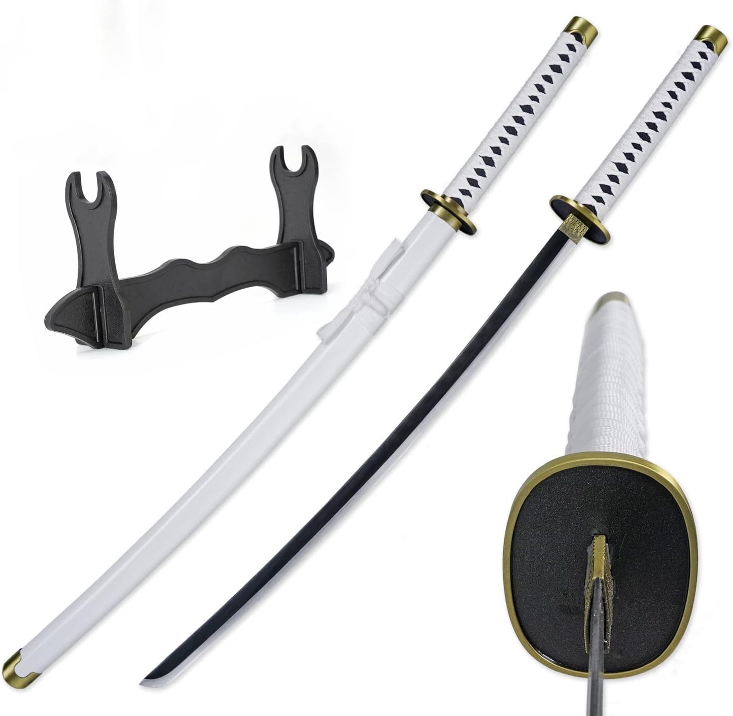 One Piece Sword wado Ichimonji 41 Inc No Sharp Carbon Steel Cosplay Porp Katana With a Stand - Perfect for Fans of the Anime