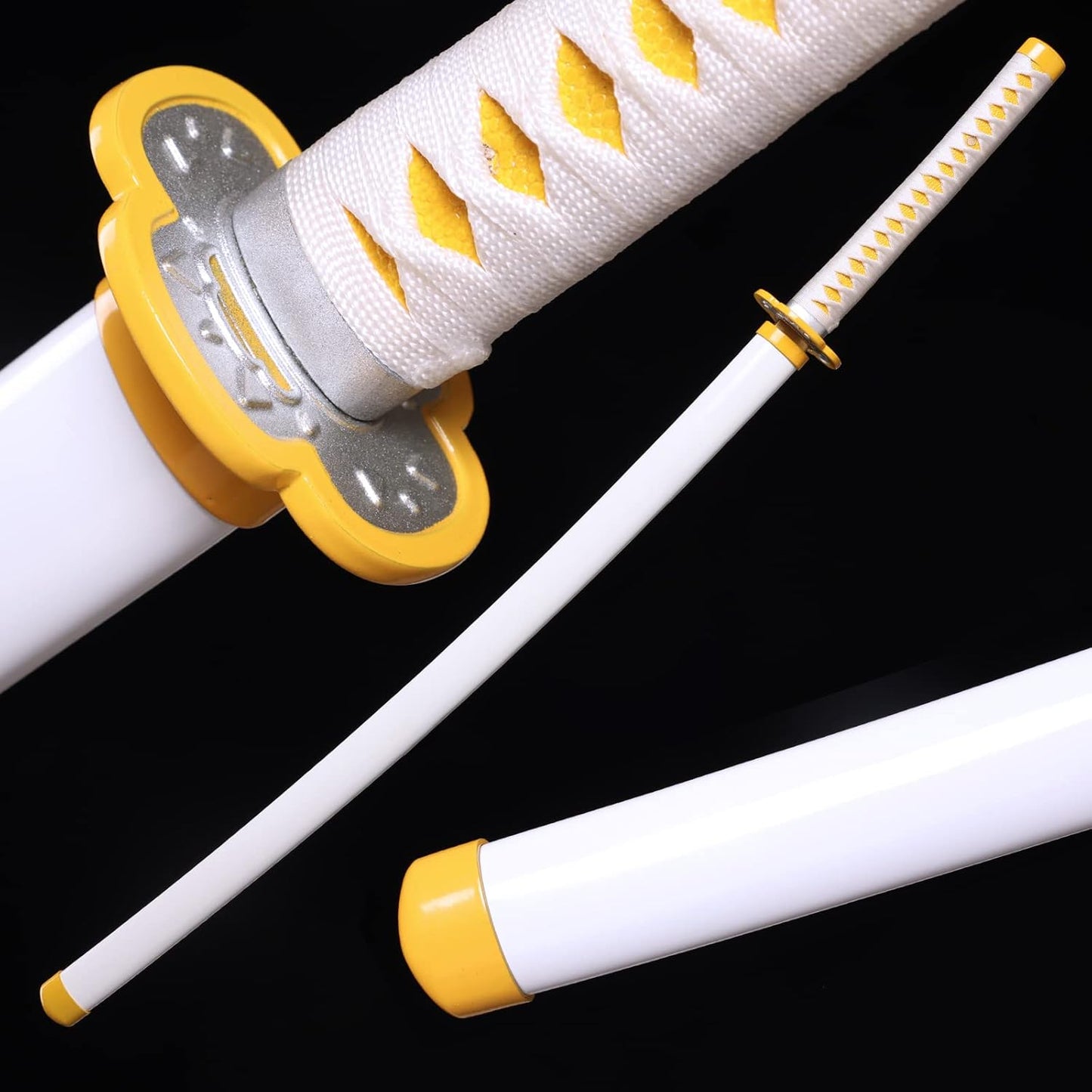 Demon Slayer Zenitsu Sword 41 Inc Carbon Steel No Sharp Cosplay Porp Katana With a Stand