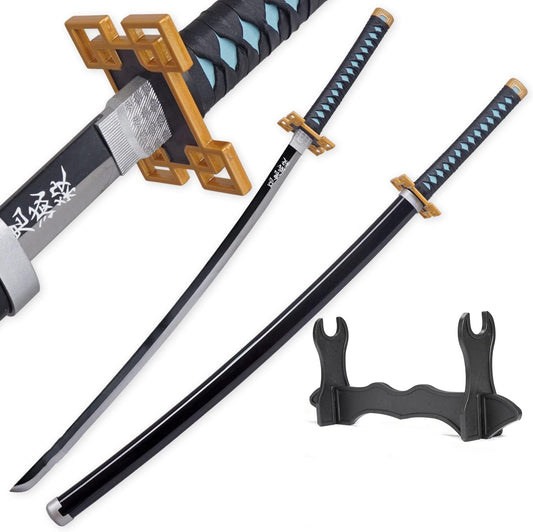 Demon Slayer Muichiro Sword 41 Inc Carbon Steel No Sharp Cosplay Porp Katana With a Stand