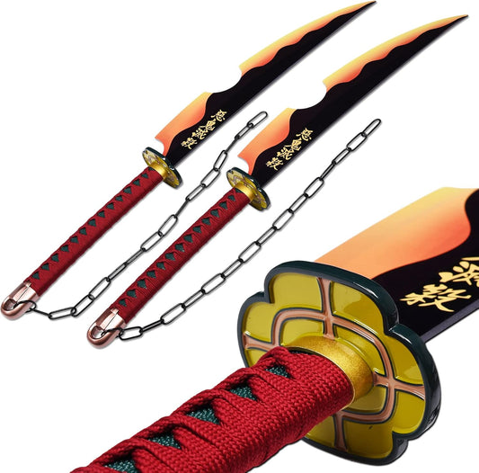 Demon Slayer Uzui Tengen Sword 30.7 Inc With Double Shoulder Straps Hook and Loop Tape No Sharp Texture Made Of Steel - Cosplay Prop