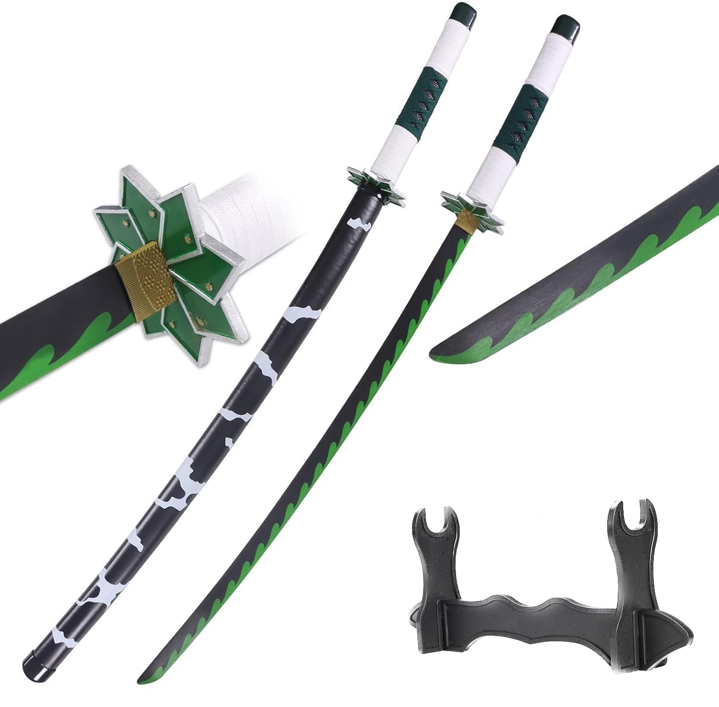 Demon Slayer Sanemi Shinazugawa Sword 41 Inc Carbon Steel No Sharp Cosplay Porp Katana With a Stand - Perfect for Fans of the Anime