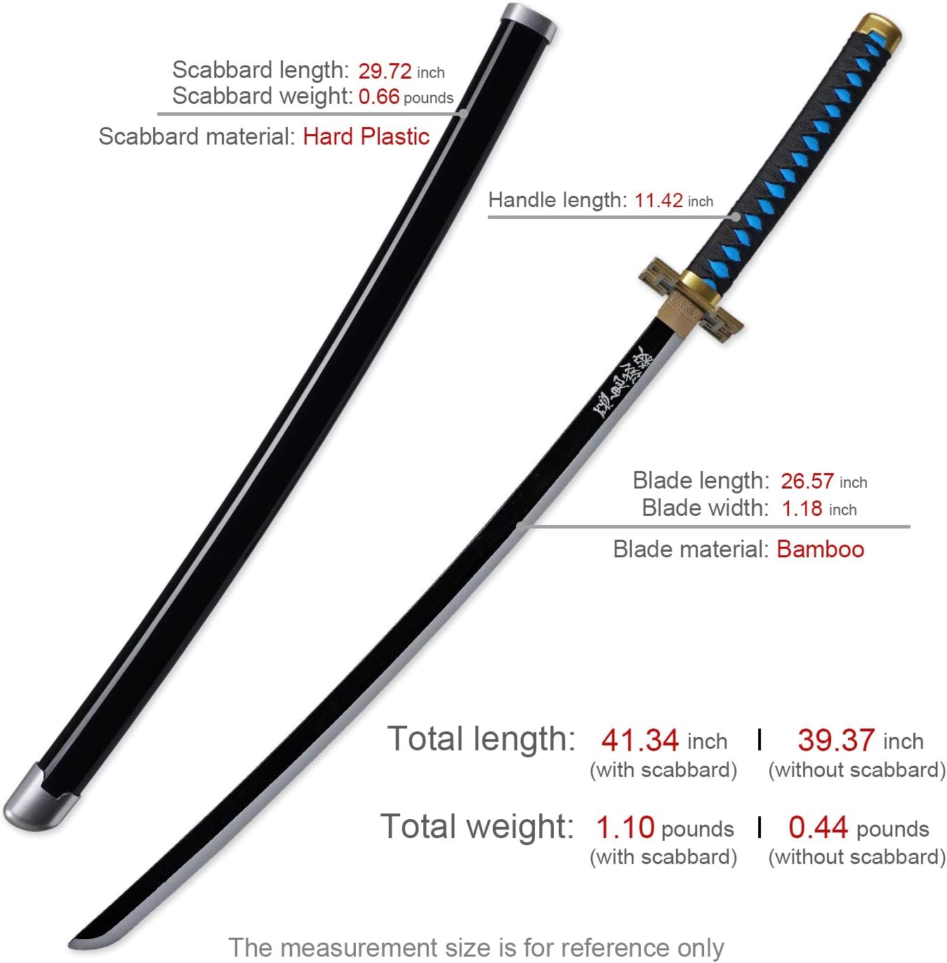 Demon Slayer Muichiro Sword 41 Inc Carbon Steel No Sharp Cosplay Porp Katana With a Stand